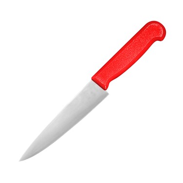 Kitchen Master 6 Inch Stainless Steel Professional Chef Knife (Red)   NSF Certified for Raw Meat Preparation, KMK005