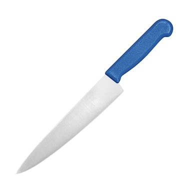Kitchen Master 8 Inch Stainless Steel Professional Chef Knife (Blue)   NSF Certified for Fish/Seafood Prep, KMK010
