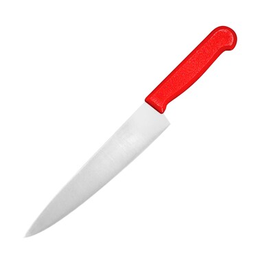 Kitchen Master 8 Inch Stainless Steel Professional Chef Knife (Red)   NSF Certified for Raw Meat Preparation, KMK013