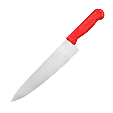 Kitchen Master 10 Inch Stainless Steel Professional Chef Knife (Red)   NSF Certified for Raw Meat Preparation, KMK021