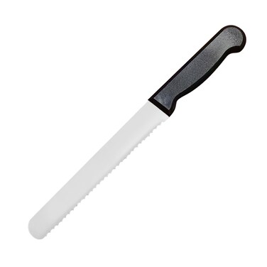 Kitchen Master 8 Inch Stainless Steel Serrated Bread Knife (Black)   Professional Slicer, KMK033