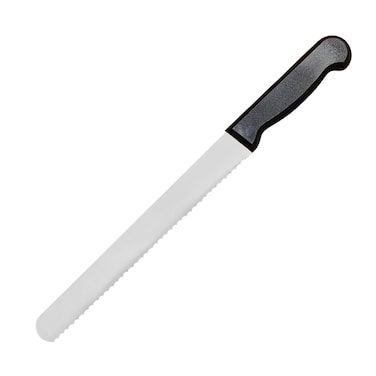 Kitchen Master 10 Inch Stainless Steel Serrated Bread Knife (Black)   Heavy-Duty Slicer, KMK036