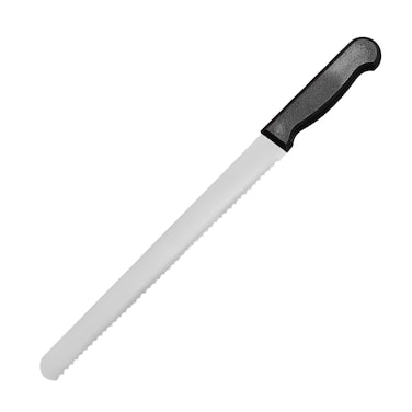 Kitchen Master 12 Inch Stainless Steel Serrated Bread Knife (Black)   Commercial Bulk Slicer, KMK039