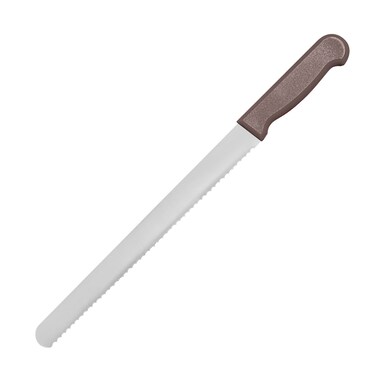Kitchen Master 12 Inch Stainless Steel Serrated Bread Knife (Brown)   Commercial Bulk Slicer, KMK040