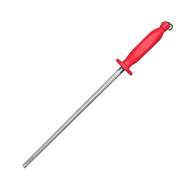 Kitchen Master 12 Inch Stainless Steel Sharpening Steel (Red)   Professional Honing Rod, KMK063