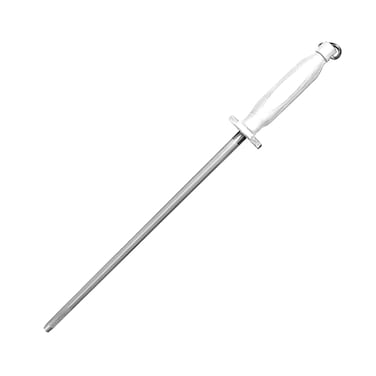 Kitchen Master 12 Inch Stainless Steel Sharpening Steel (White)   Professional Honing Rod, KMK064