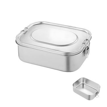 PEARL KIDS STAINLESS STEEL RECTANGULAR LUNCH BOX &ndash; 1000 ML, DURABLE, LEAKPROOF, EASY TO CLEAN, SCHOOL LUNCH CONTAINER, PK0009