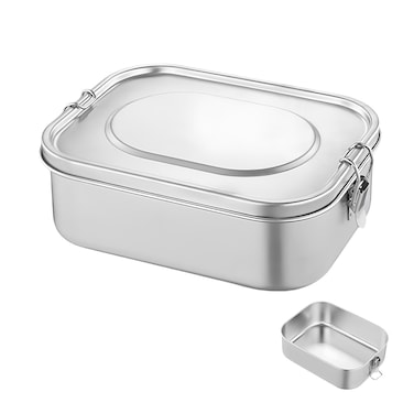 PEARL KIDS STAINLESS STEEL RECTANGULAR LUNCH BOX &ndash; 1400 ML, DURABLE, LEAKPROOF, EASY TO CLEAN, SCHOOL LUNCH CONTAINER, PK0010