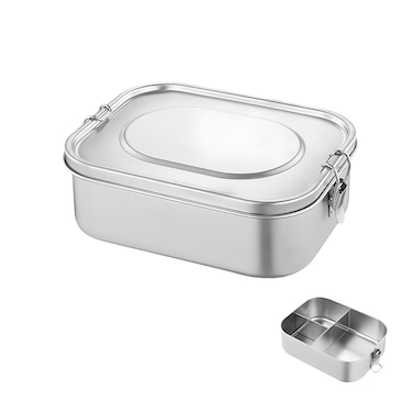 PEARL KIDS STAINLESS STEEL RECTANGULAR LUNCH BOX &ndash; 3 COMPARTMENTS, 1000 ML CAPACITY, LEAKPROOF, DURABLE, EASY TO CLEAN, SCHOOL LUNCH CONTAINER, PK0011