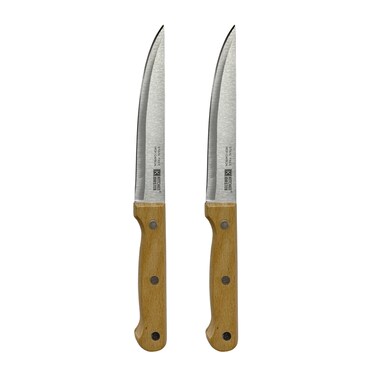 Kitchen Master 2-Piece Utility Knife Set - 5-Inch Stainless Steel Blades with Triple-Riveted Natural Wooden Handles - Professional Multi-Purpose Kitchen Knives (KMK072)