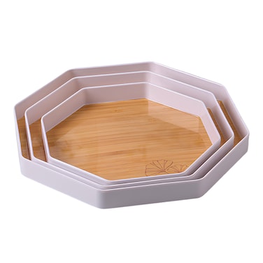 RK Round Melamine Tray Set (3 Pieces) - Durable &amp; Lightweight Circular Serving Platters, RKM040