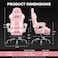 GTPLAYER #1 USA Gaming Chair, Ergonomic High Back Reclining &amp; Height Adjustable PU Leather Computer Chairs with Massage Cushion, Adjustable Neck &amp; Lumbar Support, Armrests, Footrest (Pink)