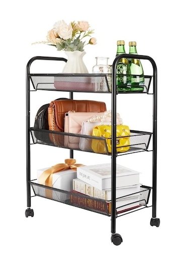 3 Tier Rolling Cart, Kitchen Storage Utility Cart, Multifunction Basket Stand for Kitchen &amp; Bathroom