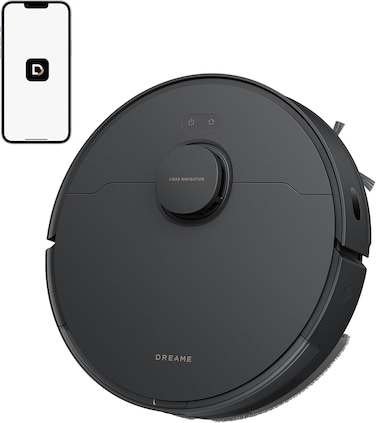 DREAME D20 Robot Vacuum, 13,000Pa Suction Power, DuoBrush for Zero Tangled Hair, LDS Navigation, 2-in-1 Vacuum &amp; Mop, 5,200mAh Change to 285 mins Battery life, 2 Years Warranty, Black