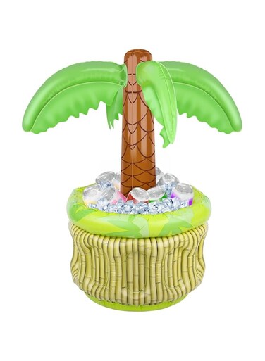 Incisae Inflatable Palm Tree Cooler, Palm Tree Blow Up Cooler Beverage Cooler Drink Holder for Pool Hawaiian Party Decorations