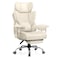 GTPLAYER Big &amp; Tall Home Office Chair with Pocket Spring Lumbar Support, Ergonomic Comfortable Wide Office Desk Computer Gaming Chair with Outward Fixed Soft Armrests &amp; Footrest (PU Leather, Beige)