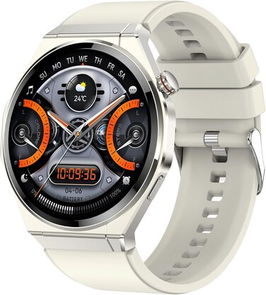 G-TAB GTR7 Smartwatch, 1.75&rdquo; AMOLED Display, Bluetooth Calling Smart Watch, Ultra Thin 7.0mm, AI Voice Assistant, 24/7 Health Monitor Heart Rate, SpO2, Sleep, Fitness Tracker 30 Days Standby (White)