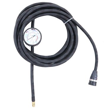 Al Khateeb Heavy-Duty 5M Rubber Air Compressor Hose   Integrated High Accuracy Pressure Gauge   Flexible All Weather Rubber Design   16.4ft Extension Hose for Tire Inflation &amp; Industrial Use   Black