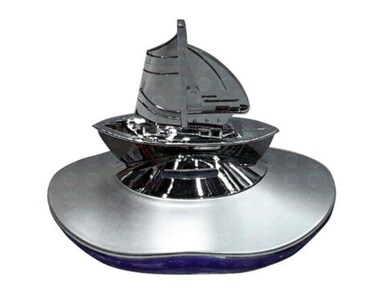 Al Khateeb Luxury Boat Design Car Dashboard Air Freshener   Premium Ship Silhouette Interior Garnish   Long Lasting Elegant Fragrance Diffuser   Non Slip Dashboard Ornament for Car, Home &amp; Office   Silver Finish