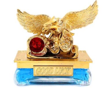 Al Khateeb Luxury Golden Eagle "Good Luck" Car Air Freshener   65ml Premium Glass Bottle Fragrance Diffuser   4 Scent Mixed Collection   Majestic Gold Interior Garnish &amp; Dashboard Ornament