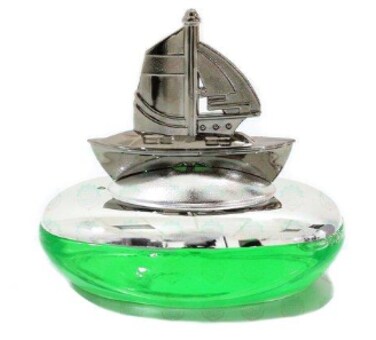 Al Khateeb Space No. 1 Luxury Sailboat Car Air Freshener   65ml Premium Chrome &amp; Glass Dashboard Ornament   Mixed 4 Fragrance Collection   Nautical Interior Garnish for Car, Home &amp; Office   Silver Finish