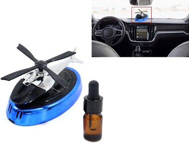 Al Khateeb Solar Powered Chrome Helicopter Car Air Freshener   Premium Zinc Alloy Rotating Propeller Diffuser   3 Scent Mixed Fragrance Pack   Luxury Kinetic Interior Garnish &amp; Dashboard Ornament