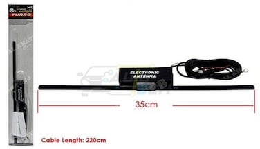Al Khateeb Turbo Electronic Car Antenna   Universal Internal Windscreen Mount   High Gain Signal Booster for FM/AM Radio   35cm Compact Design with 220cm Long Cable for All Vehicles