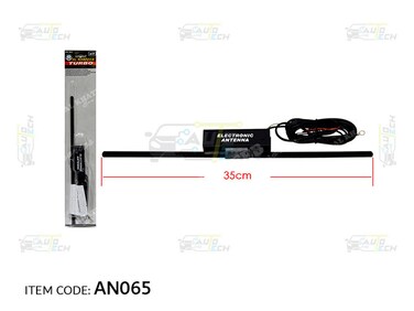 Al Khateeb Turbo Electronic Car Antenna   Universal Internal Windscreen Mount   High Gain Signal Booster for FM/AM Radio   35cm Compact Design with 220cm Long Cable for All Vehicles
