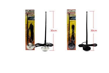AutoTech Universal Car Magnetic Mount Antenna (30cm)   High Gain AM/FM Stereo Radio Aerial   Durable ABS Rubber Construction   304cm Long Cable   Heavy Duty Portable Signal Booster for All Vehicles