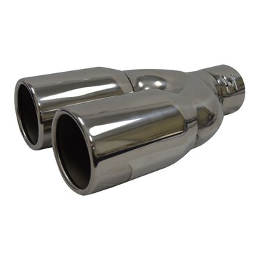 KOBA Universal Stainless Steel Double Barrel Exhaust Tip   Dual Outlet Chrome Finish   Aggressive Sports Look (Style 1)   Large 250mm x 180mm Dimensions   Clamp On Upgrade