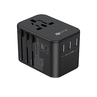 XASTON NUA70 35.5W Dual PD + 3 USB Universal Travel Adapter with Type-C Cable &amp; Carry Bag (US/UK/EU Plug System)