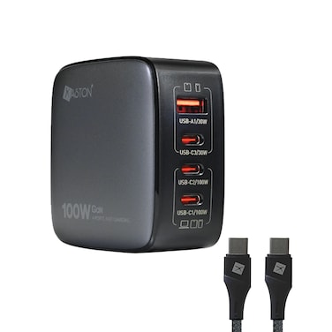XASTON Ultimare NUA75 100W GaN Fast Charger with 1M Type-C Braided Cable Multi Plug (US/UK/EU Compatible)