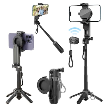 XASTON NSS200B 2-in-1 Magnetic Clamp Selfie Stick with Wireless Remote Multifunctional Tripod Vlogging Stand