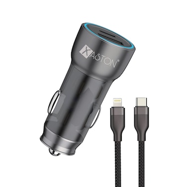 XASTON Car Charger 30W PD + 22.5W QC3.0 with 27W Type-C Lightning 1M Braided Cable NCL31