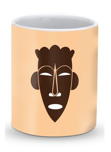 Premium Tribal Mask Designer Mug Beige/Brown