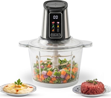 DOMEA Food Chopper, 700W Electric Vegetable Chopper with 6 Titanium Blades, 3.0L Glass Bowl, 2-Speed Control, Meat Grinder, Ice Crusher, Kitchen Food Processor, KCG173