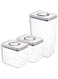 NEEMAY Airtight Food Storage Containers, 3PCS/Set, 1.4L+1.4L+3.2L Rectangle Plastic Seal Pot, Pasta Container Canisters Cereal Container with Easy Open Lid Kitchen Pantry Organization White