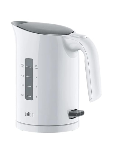 Braun Household "Braun PurEase Kettle, 1L, 2200 Watts, 3-Way protection, Rapid boil system 45sec WK3000 WH Electric Kettle - White 