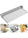 Up Dish Drying Rack Over Sink Drying Rack Sink Cover Kitchen Sink Accessories Gadget Multipurpose Organizer Foldable Stainless Steel Drainer Grey(21" x 15.5")