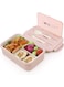 Bento Box for Kids &amp; Adults, 1400ml Lunch Container with Spoon &amp; Fork, Reusable 3-Compartment Divided Food, Durable, Leak-Proof, BPA-Free and Food-Safe Materials, Microwave &amp; Dishwasher Safe (Pink)