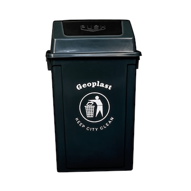 Geoplast Polypropylene Plastic Swing Bin - 60 Liters, Black