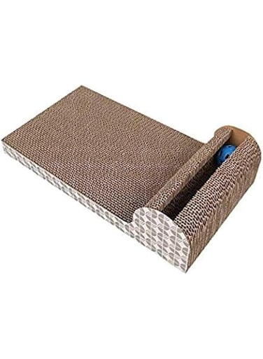SKEIDO Cat Scratch Pad Scratcher with Catnip Scratching Posts Cat Toy Scratch Board Lounge with Bell-Ball-45cm x 22cm x 10cm