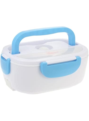 Dubai Gallery Portable Electric Lunch Box With Spoon White/Blue