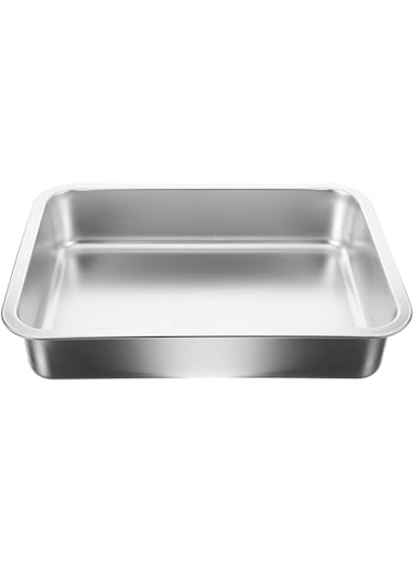 Hanabass Stainless Steel Cat Litter Tray, Cat Litter Box Metal Cat Litter Tray Open Cat Potty Pan Kitten Clean Toilet for Cats for Big and Small Cats, Rabbits
