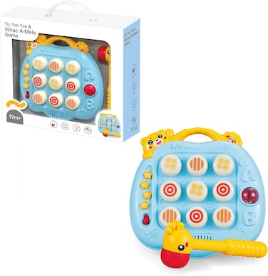 Youleen 2-in-1 Interactive Whac-A-Mole &amp; Tic-Tac-Toe Game for Toddlers &ndash; Early Educational Electronic Toy with Lights, Music, and Hammer &ndash; Brain Development &amp; Hand-Eye Coordination &ndash; Ages 19 Months+