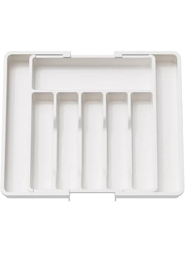 ANTOLE Kitchen Drawer Organizer,Expandable Cutlery Tray Utensil Silverware Holder,Adjustable Silverware Flatware Holder,Drawer Dividers Organizer for Spoons,Forks,Knives (White)