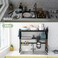 Heavy Duty Over The Sink Dish Drying, 3 Tier Metal Over The Counter Dish Drying Rack with Dust-Proof Cabinet, Height Large Drainer with Utensil Holder for Kitchen