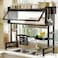 Heavy Duty Over The Sink Dish Drying, 3 Tier Metal Over The Counter Dish Drying Rack with Dust-Proof Cabinet, Height Large Drainer with Utensil Holder for Kitchen