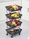 Multi Layer Foldable Movable Kitchen Vegetable and Fruits Storage Shelf Rack 35 x 26 x 71 cm