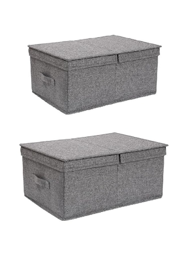 JANNAH Foldable Storage Box Organizer With Cover set Clothes Storage Box With Lids (Style - A)
